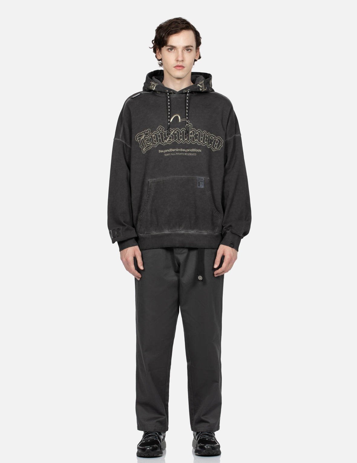 Monogram Embroidery Garment Dye Oversized Hoodie - 5