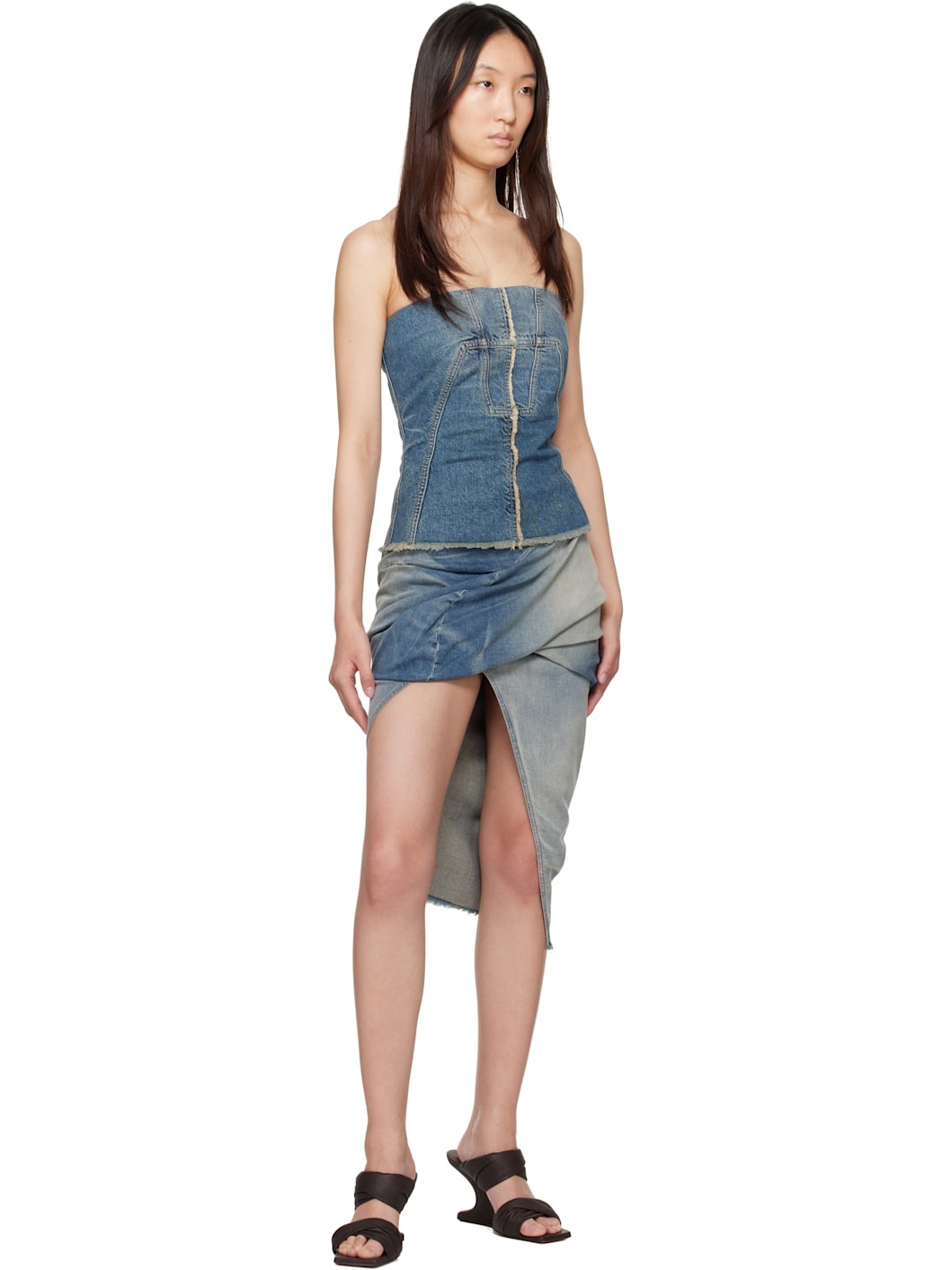 Blue Hollywood Low Twist Denim Midi Skirt - 4