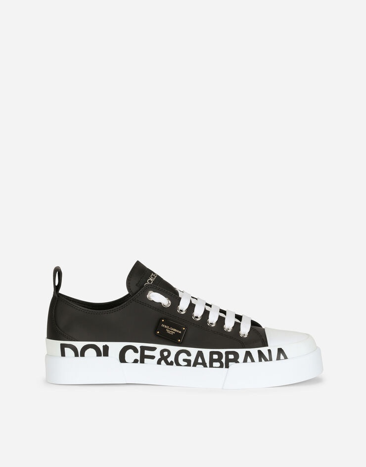 Calfskin Portofino light sneakers with logo-detailed plate and logo print - 1