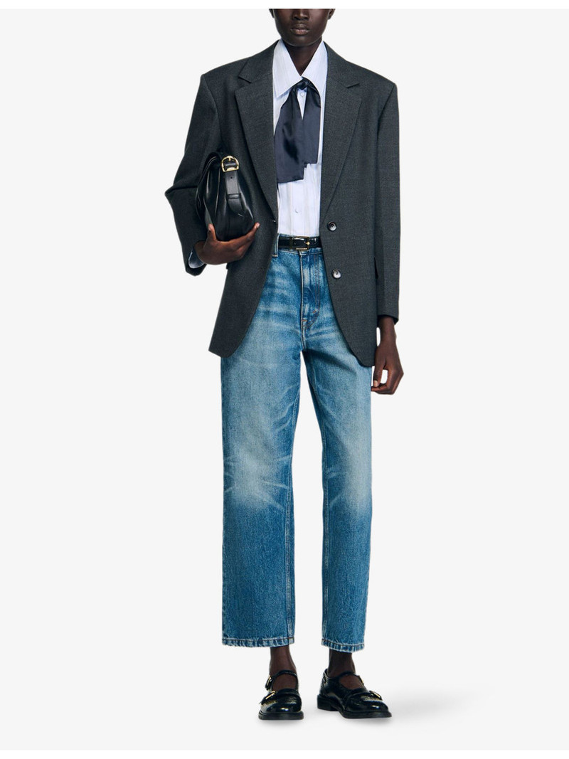 Sandro Single-Breasted Side-Pocket Woven Blazer outlook