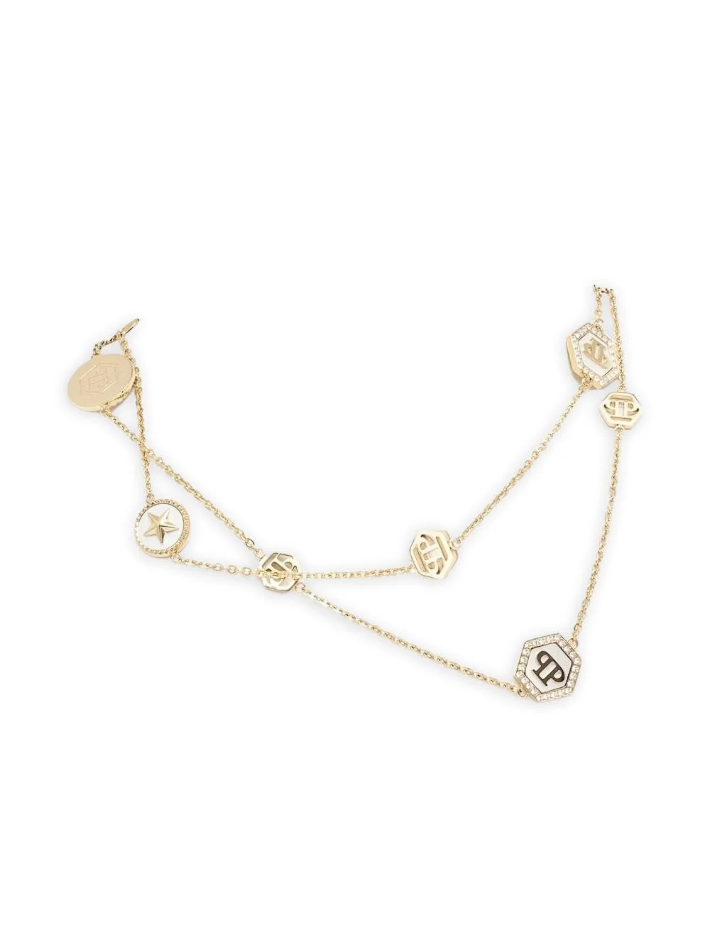 stainless steel skull-hexagon pendant necklace - 1