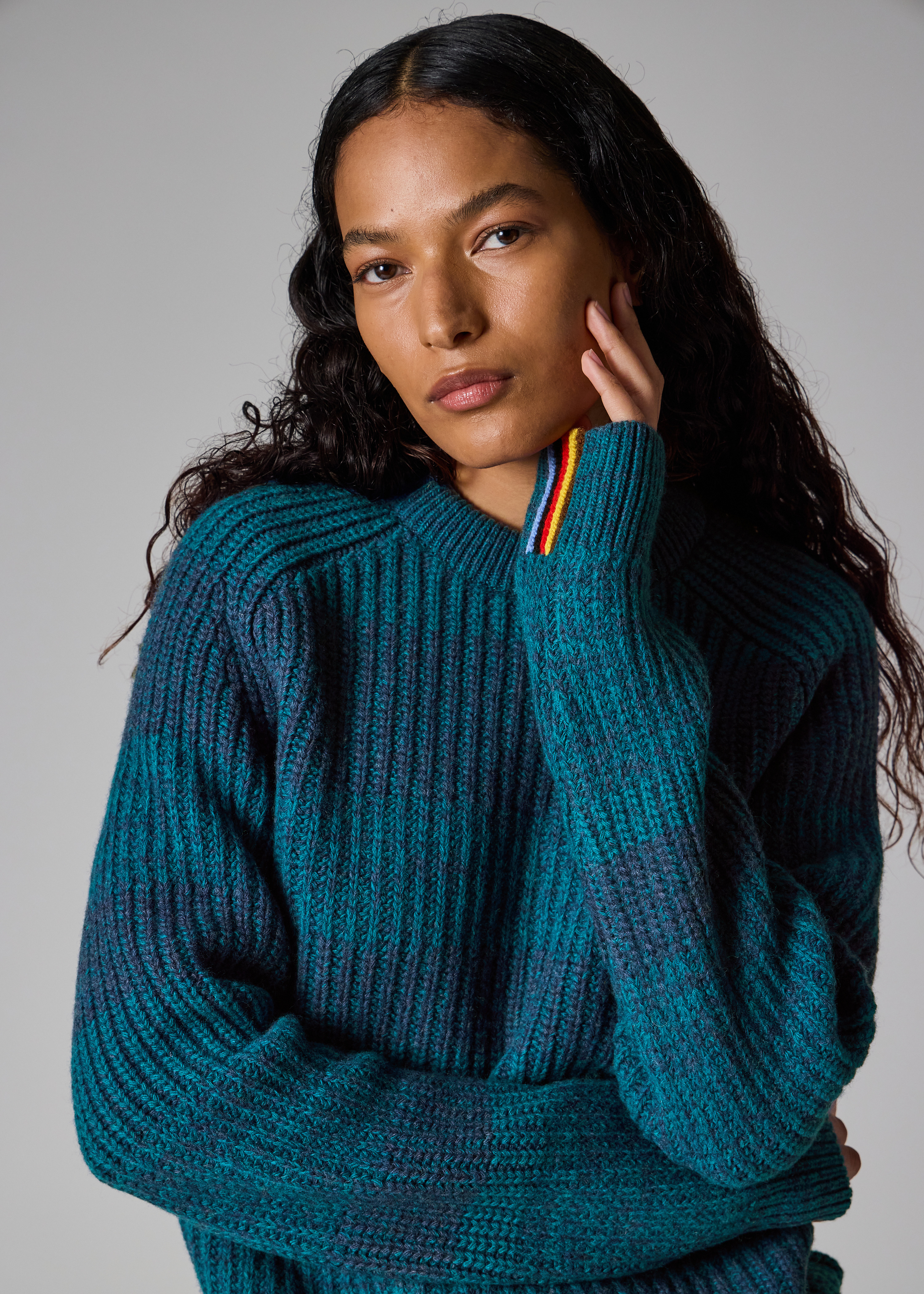 Paul Smith loves Barbour - Rosette Blue Saddle Crew Neck Sweater - 10