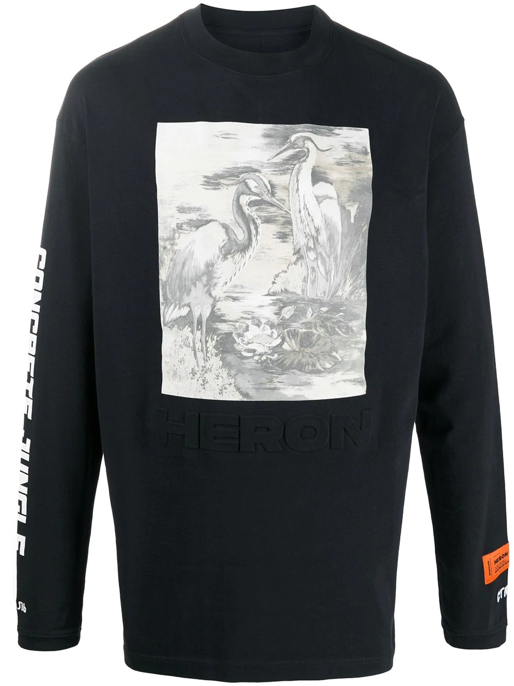 crew neck heron print sweatshirt - 1