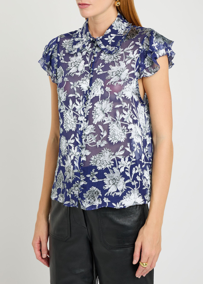 Alice + Olivia Alice + Olivia Martel Floral Devoré Blouse outlook