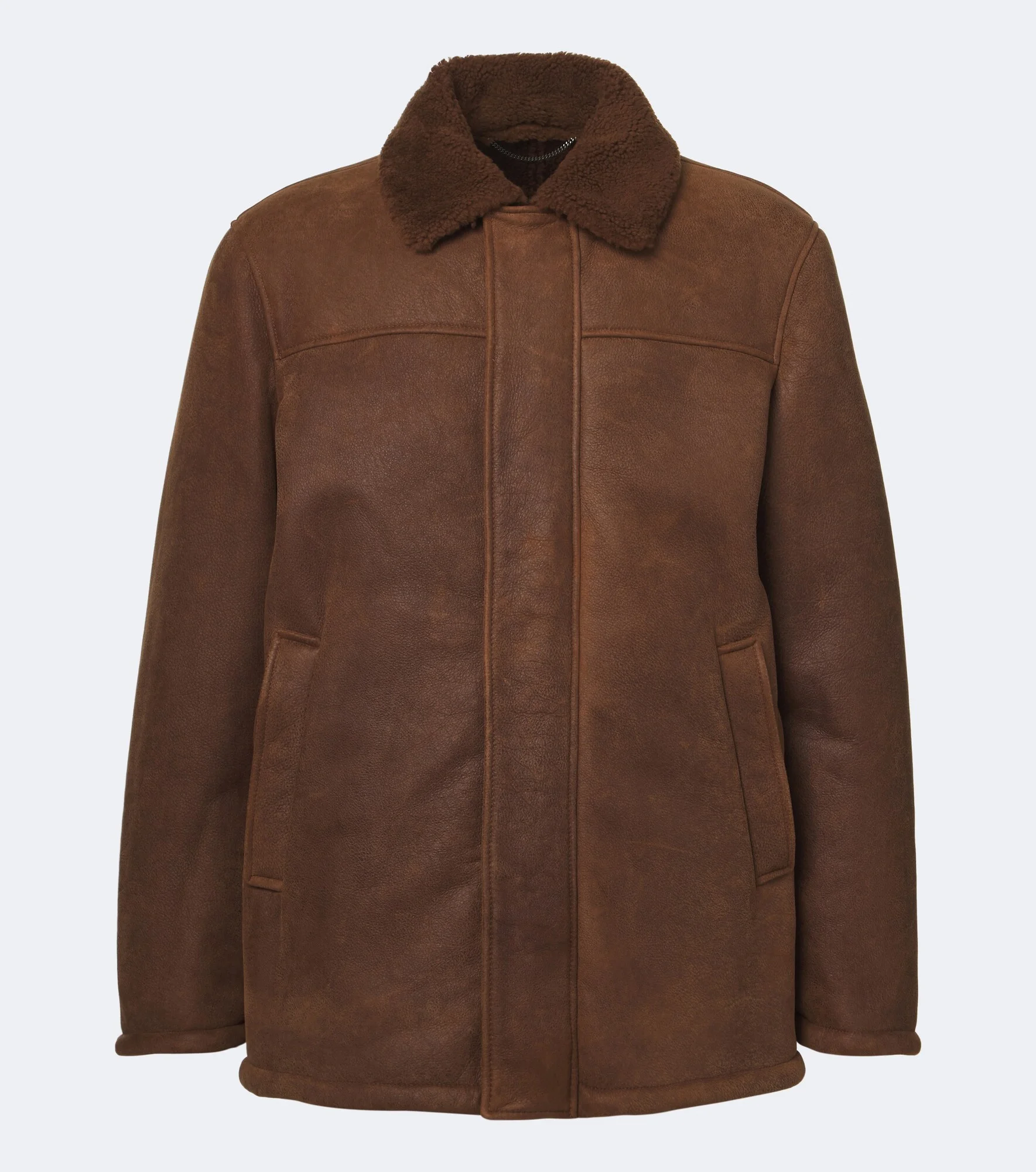 Shearling-trimmed leather jacket - 1