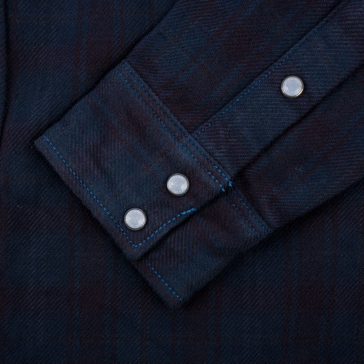 IHSH-333-OD Ultra Heavy Flannel Blanket Check Western Shirt - Sax Blue Overdyed Black - 8