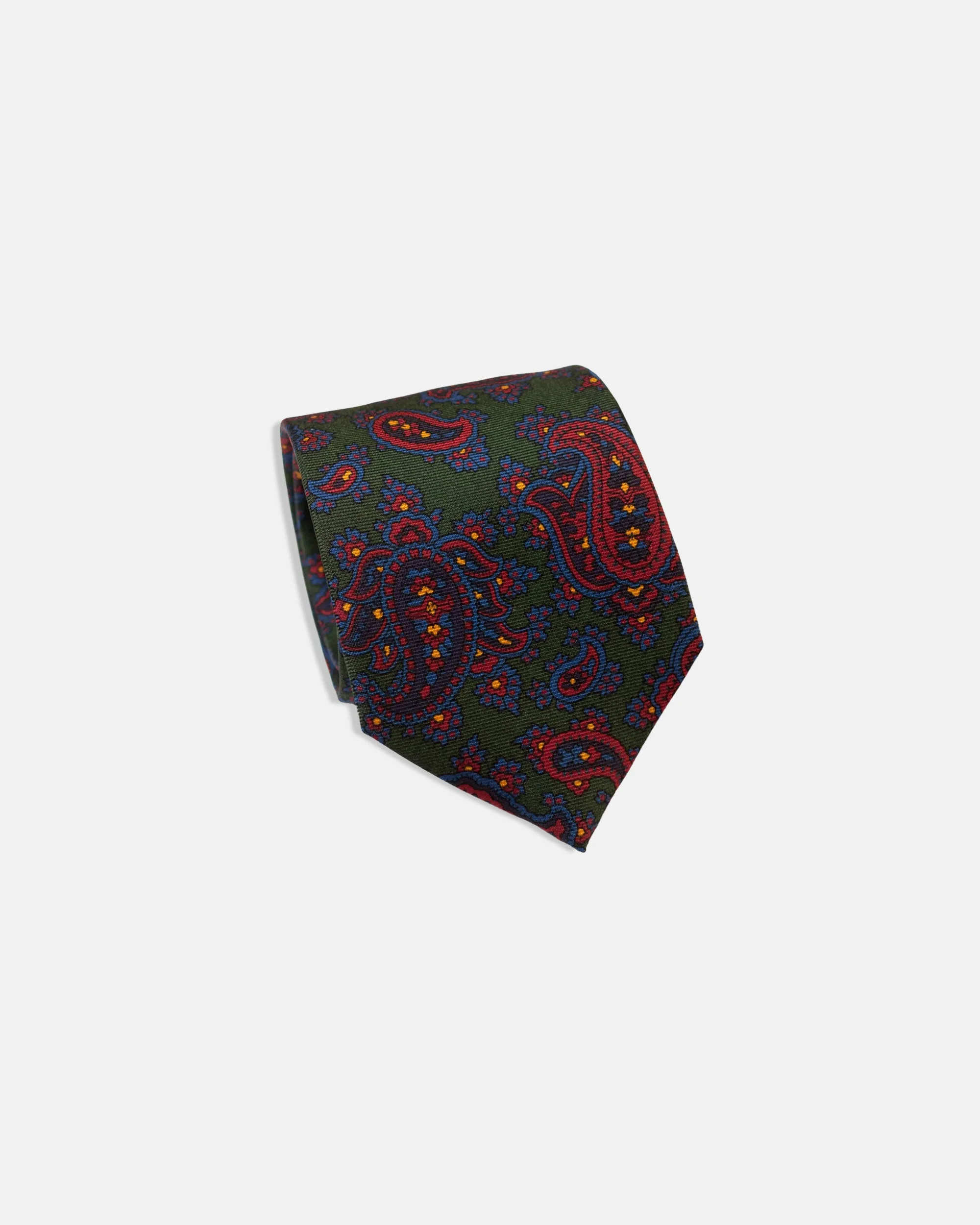 MADE-IN-ENGLAND GREEN PAISLEY ANCIENT MADDER TIE - 1