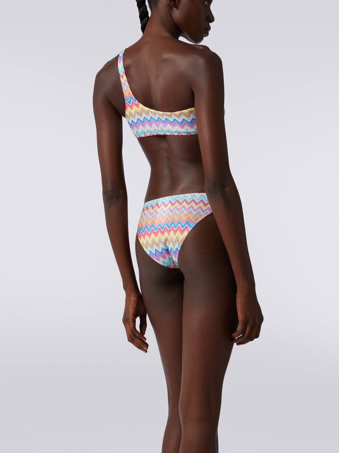 One-shoulder bikini with zigzag print - 4