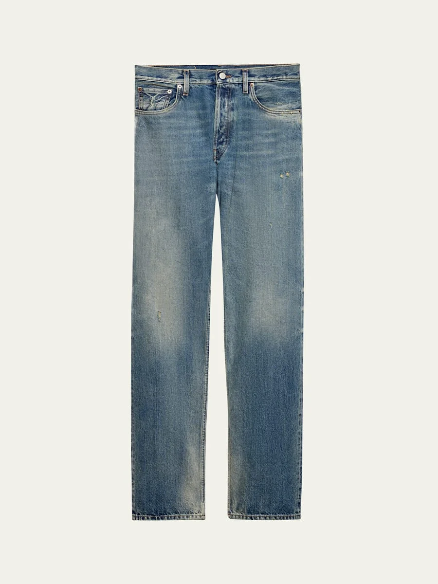 Men's Distressed Denim Pants - 1