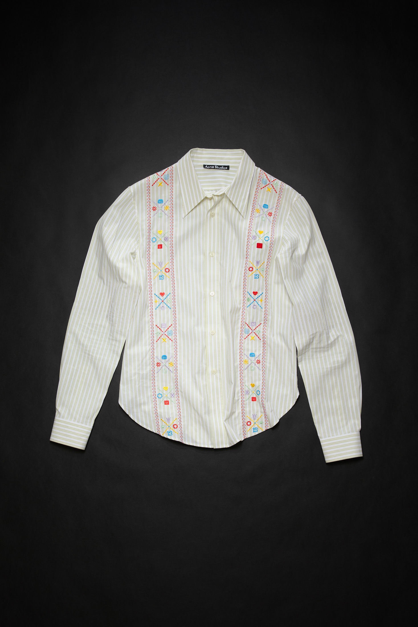 Embroidered button-up shirt - White/green - 6