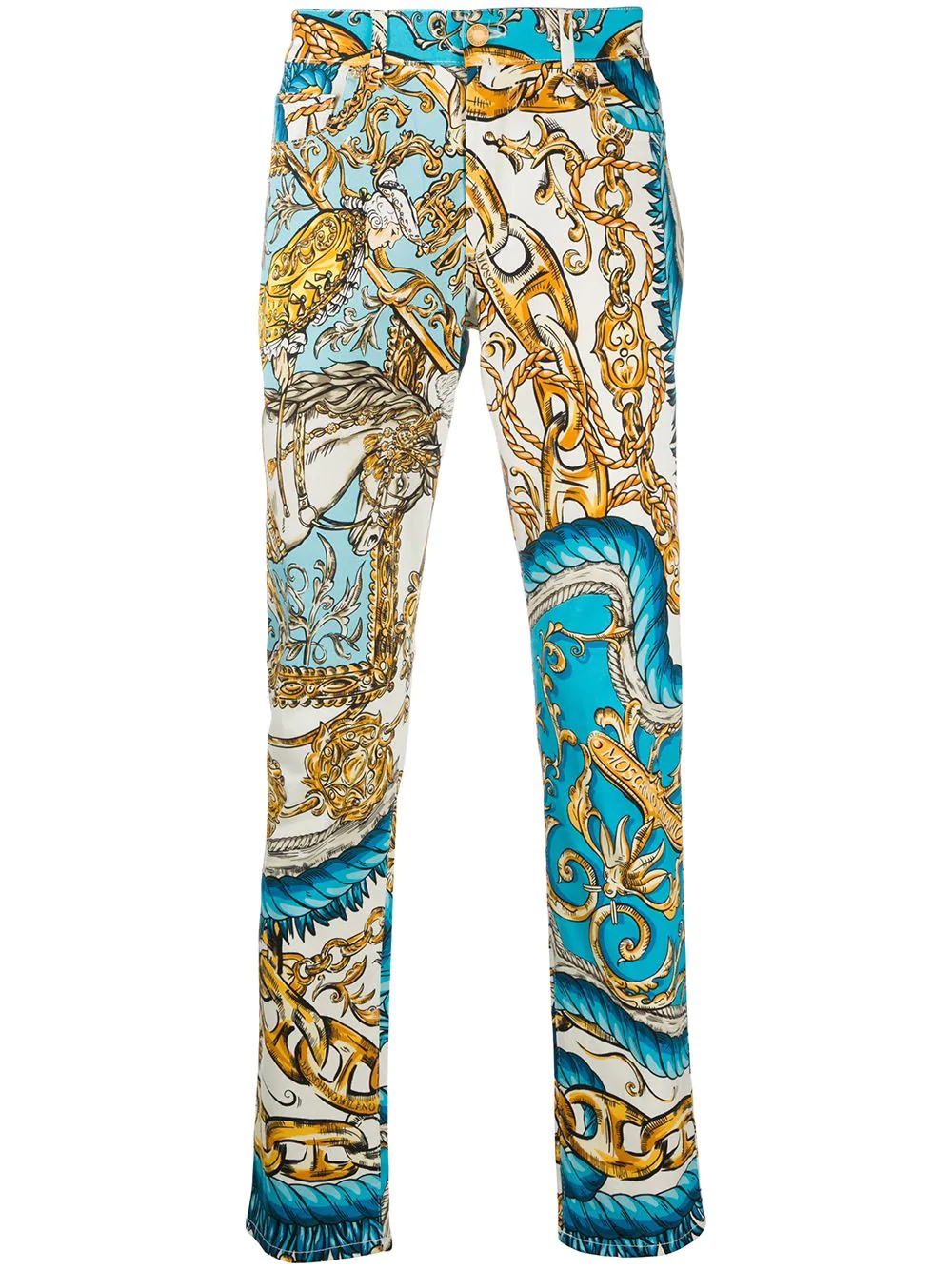 chain print straight-leg trousers - 1