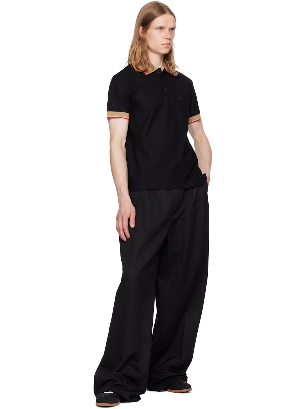 Black Logo Collar Cotton Polo - 4