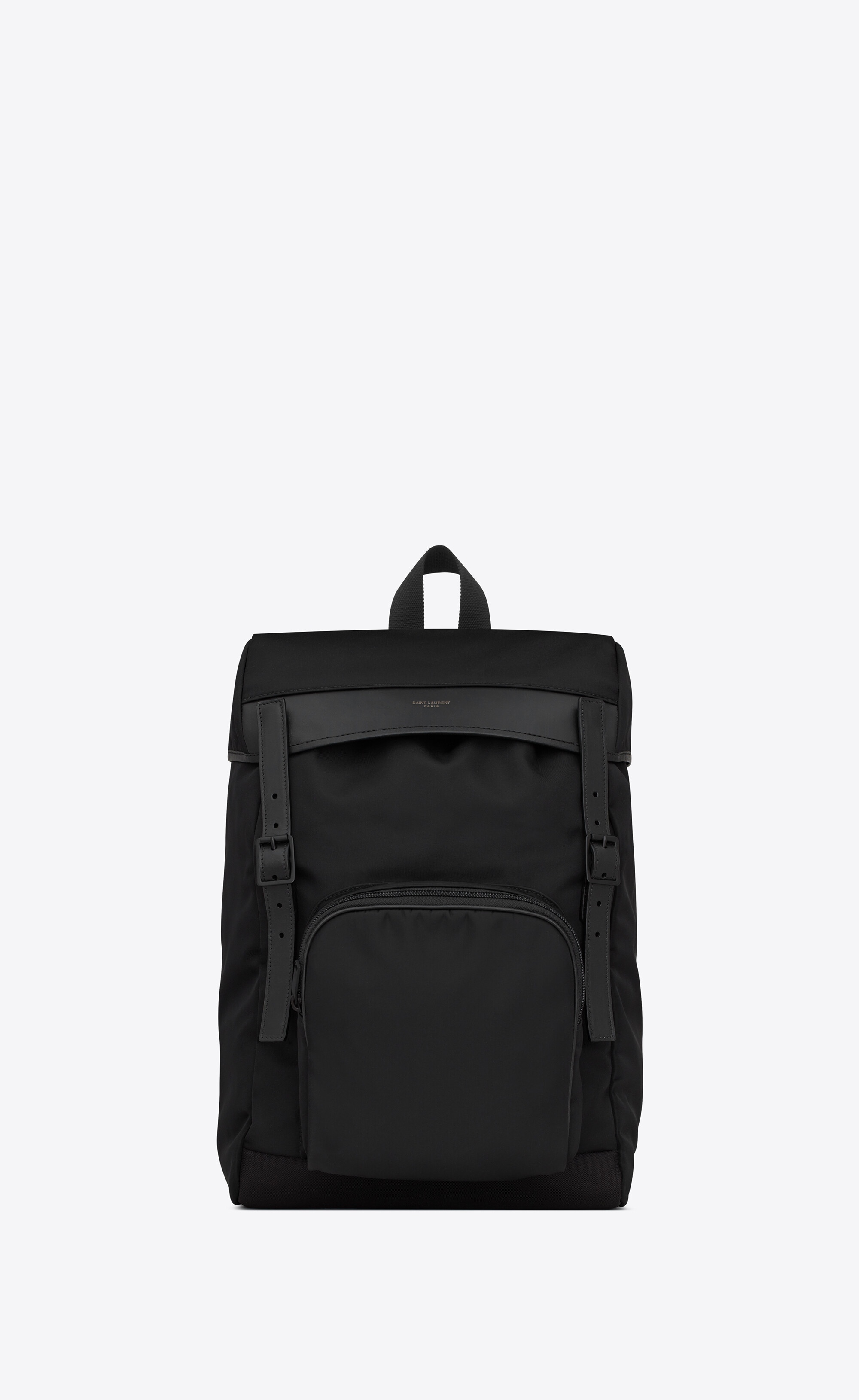 city flap backpack in econyl®, smooth leather and nylon - 1