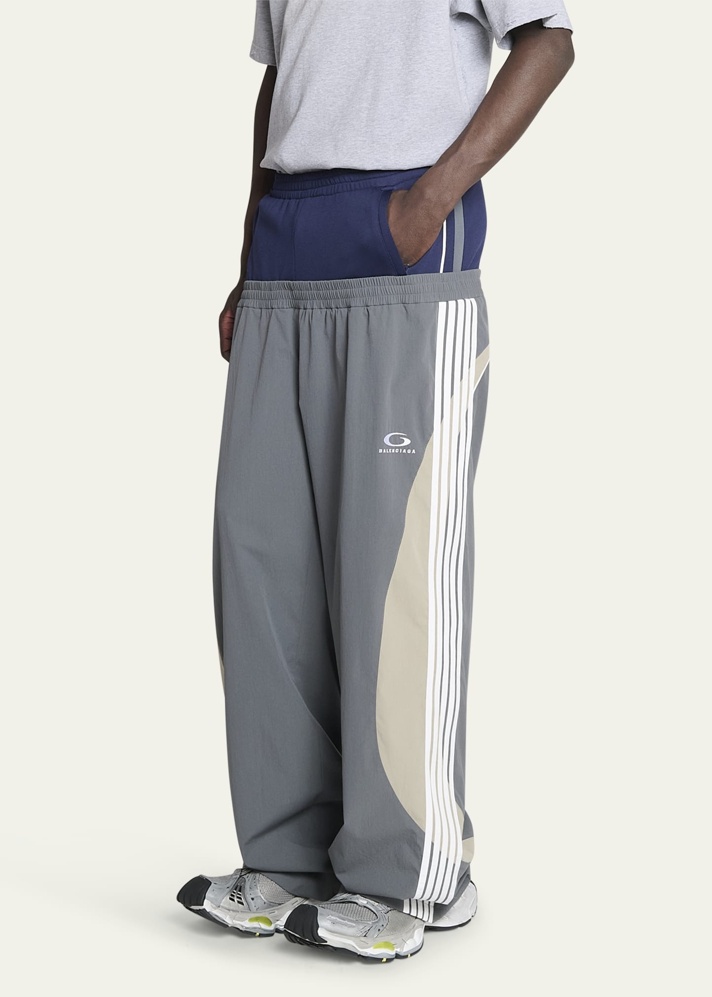 BALENCIAGA Men's Double-Waist Tracksuit Pants