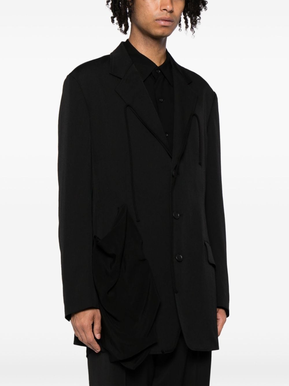 notched-lapels wool blazer - 3