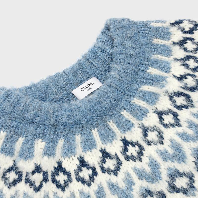 Crew neck sweater in brushed Fair Isle Wool 3