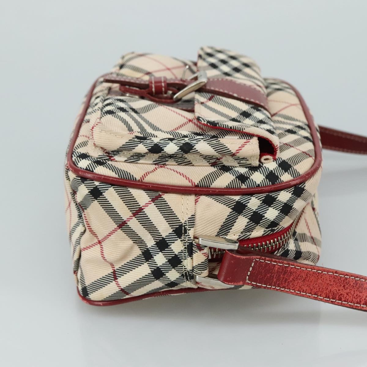 Burberry Nova Check Blue Label Shoulder Bag Nylon Beige Silver - 4