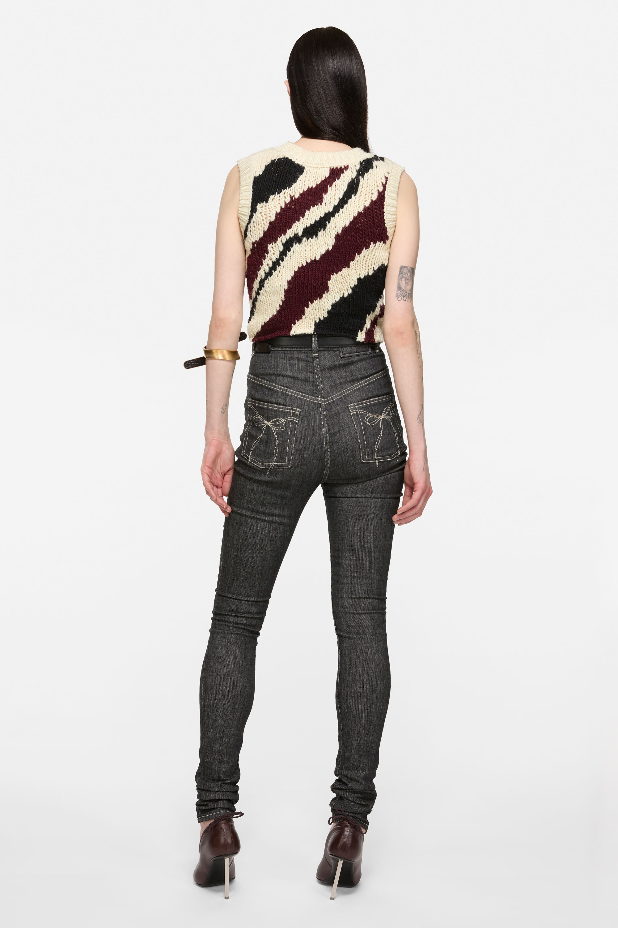 Fitted wool vest - White Multicolor - 3