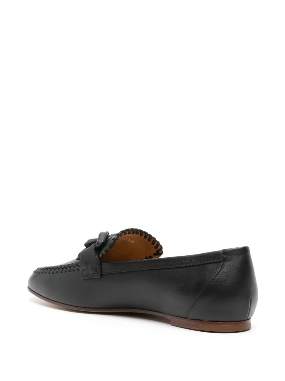 chain-link leather loafers - 3