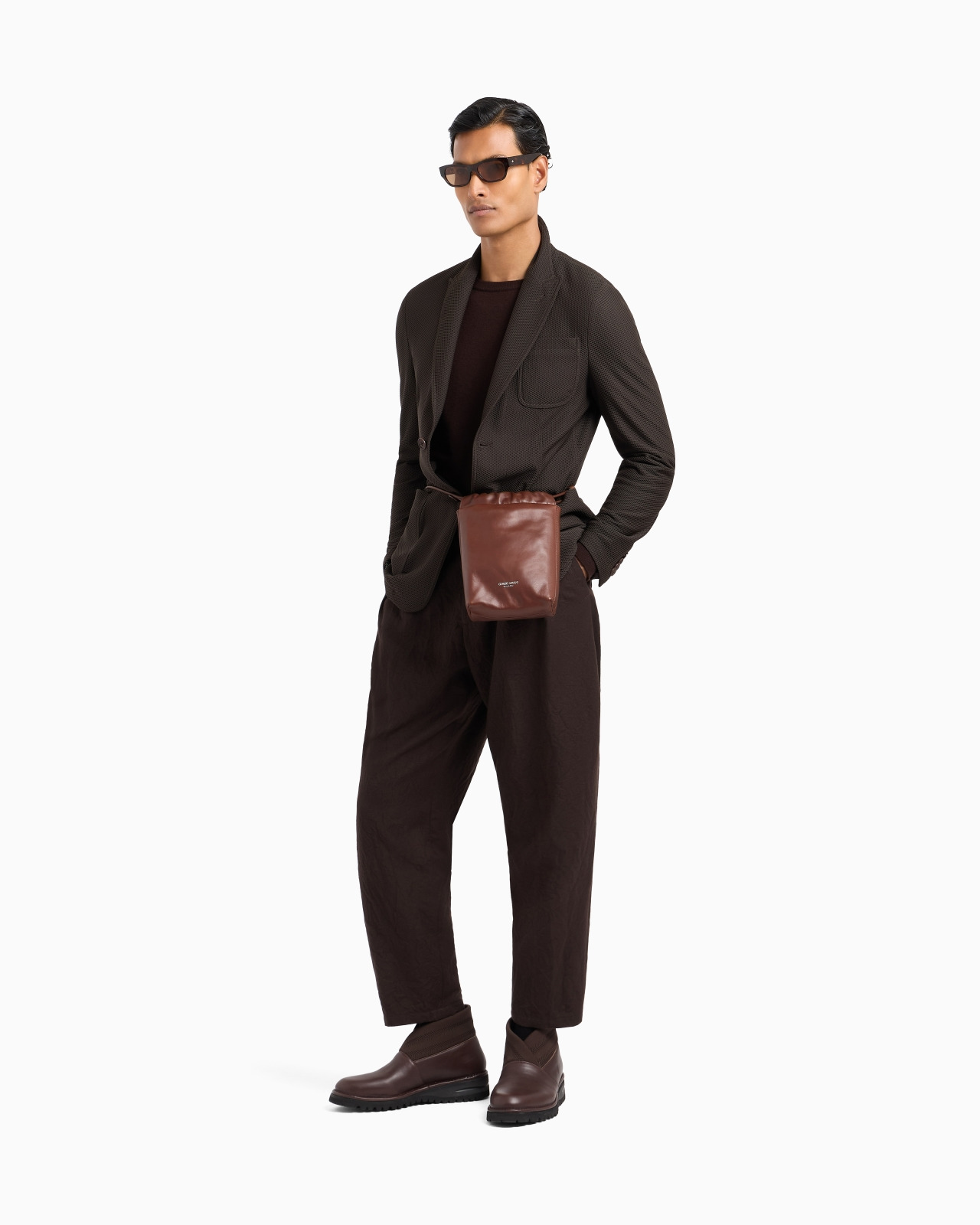 Single-breasted jacket in technical waffle fabric - 2