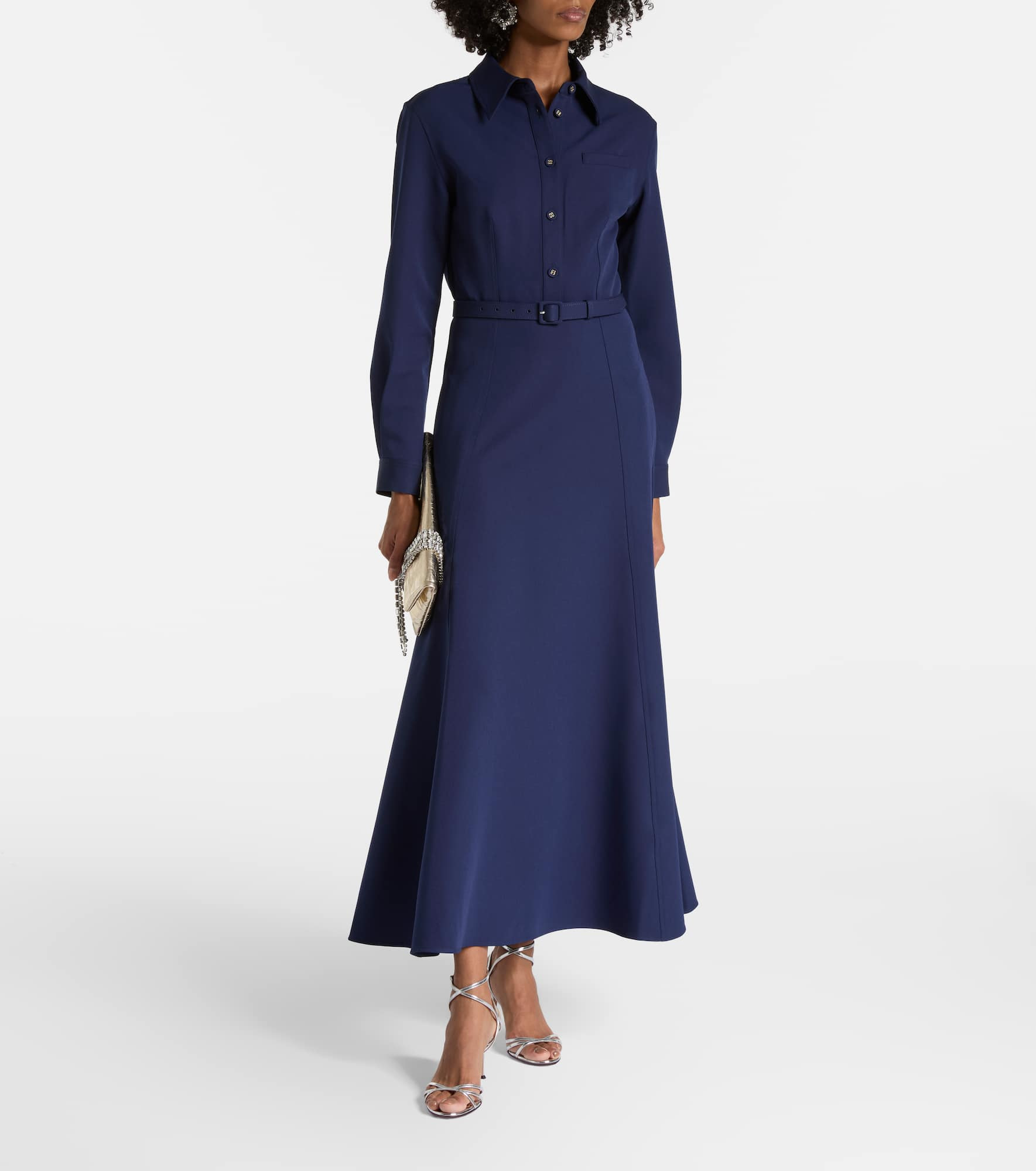 Belted crêpe shirt dress - 2