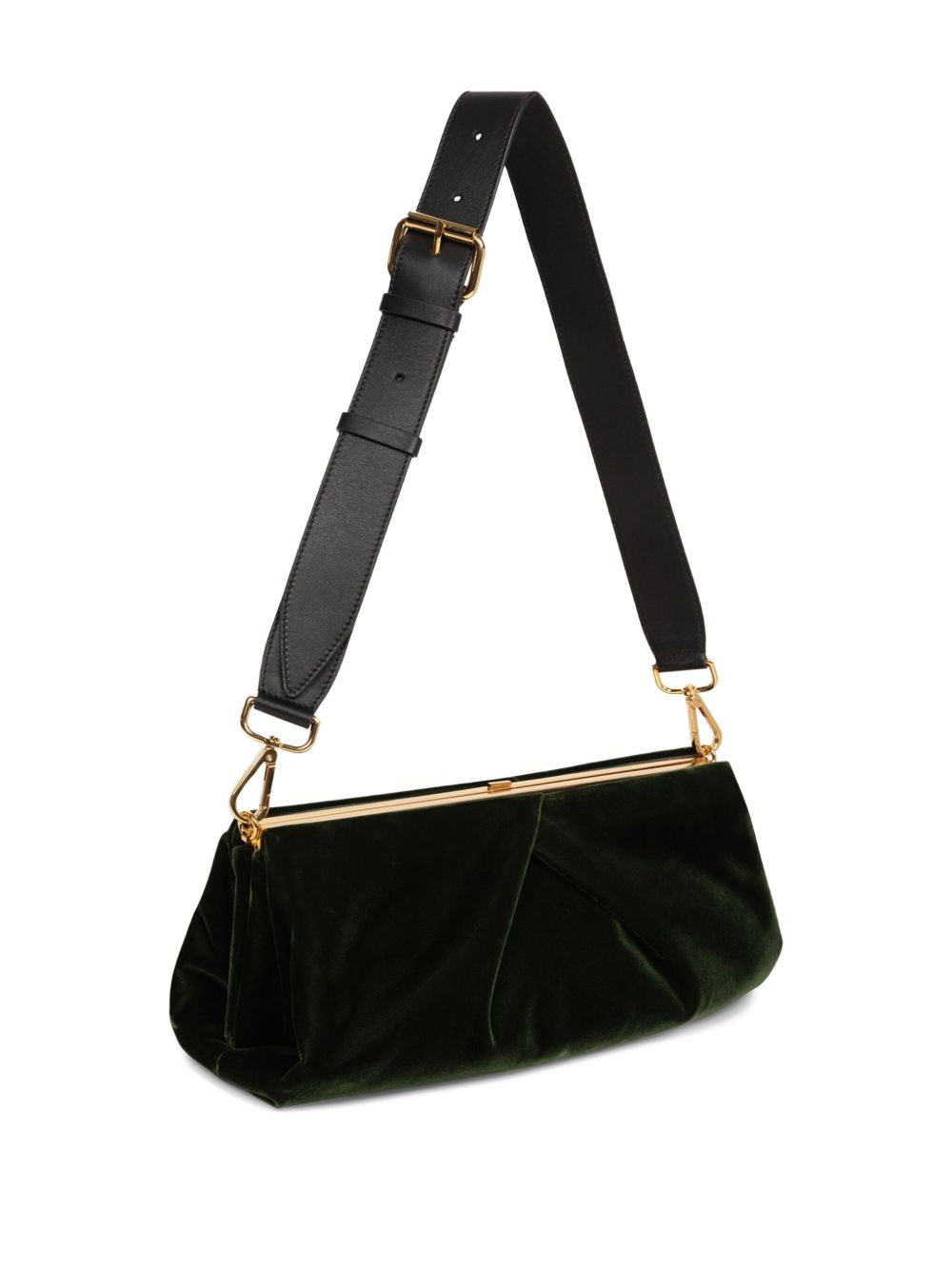 medium pleated-detail velvet clutch bag - 3