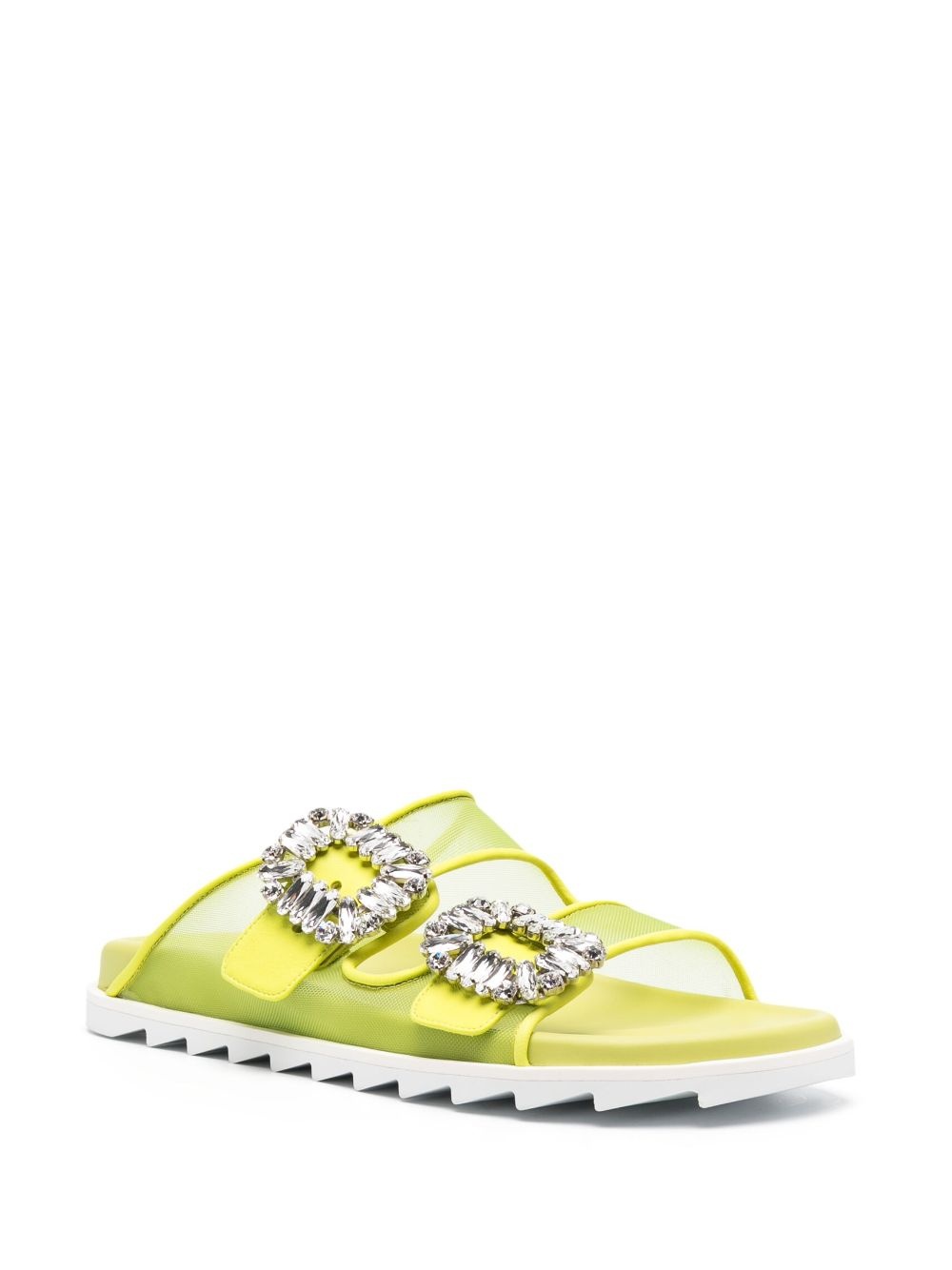 crystal-embellished double-buckle slides - 2