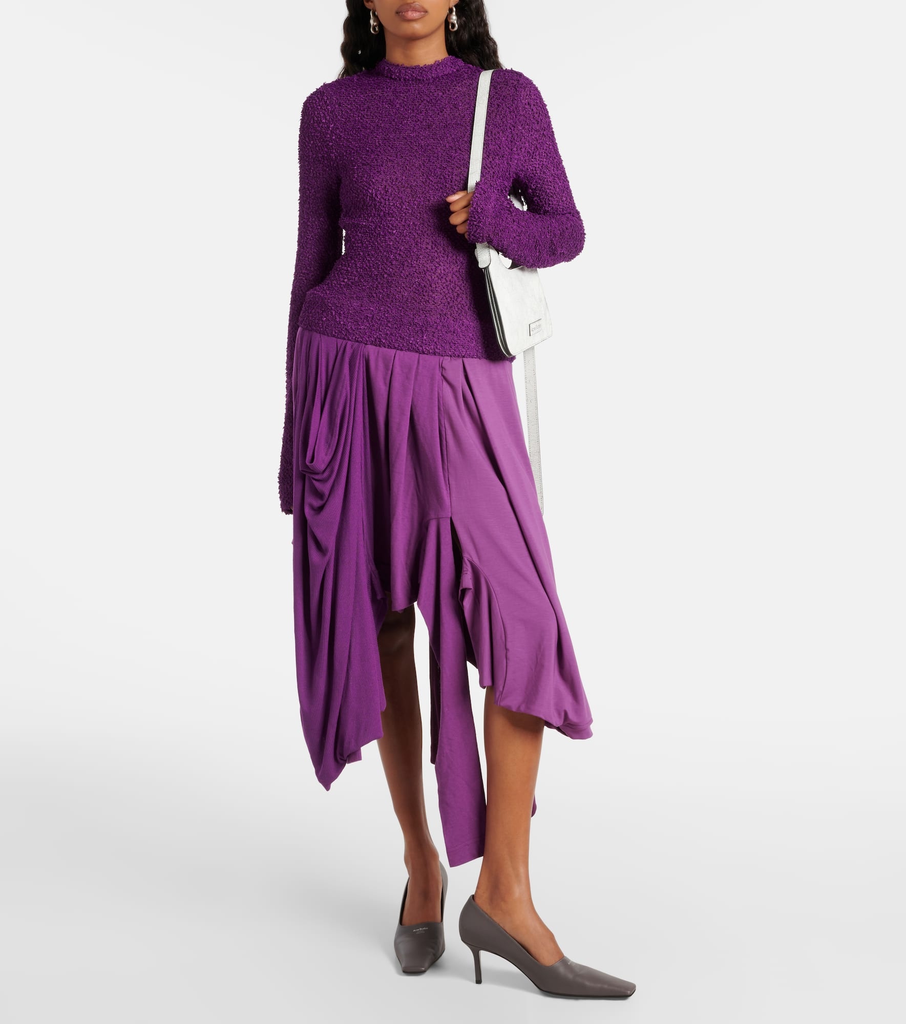 Damage pleated cotton midi dress - 2