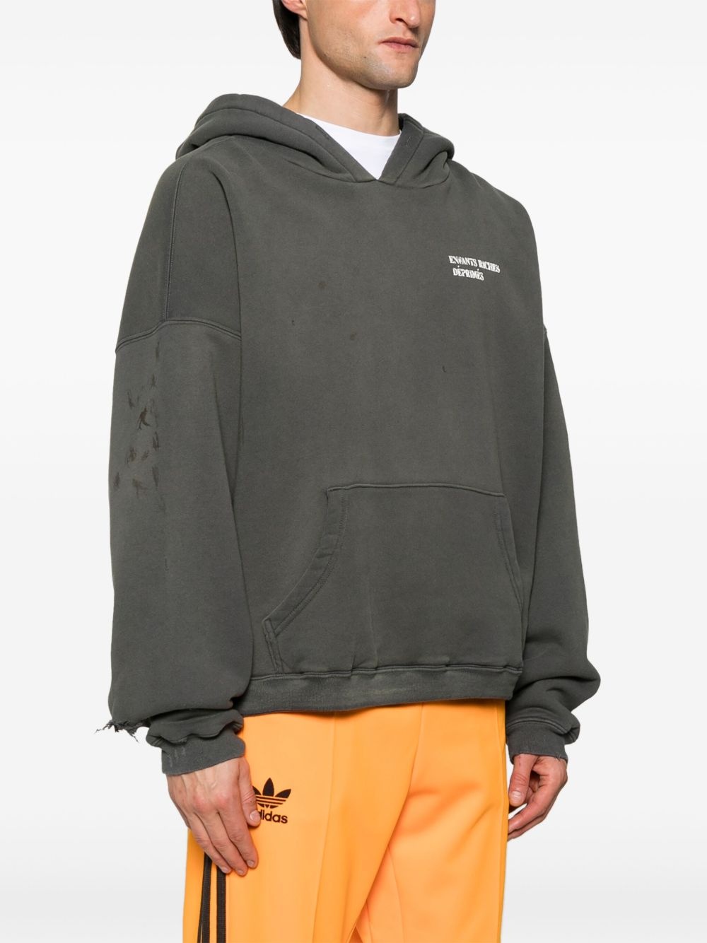 distressed-logo hoodie - 3