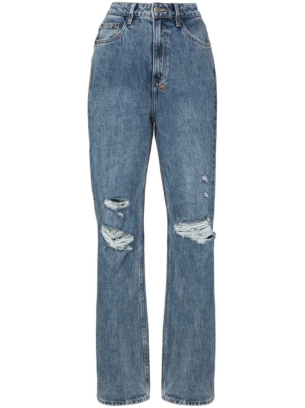 ripped detail straight-leg jeans - 1