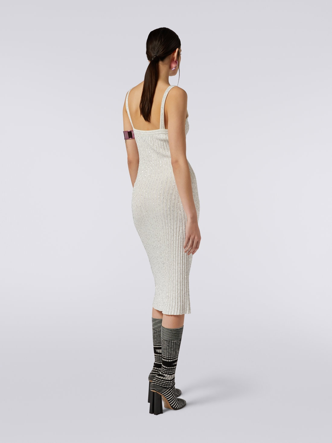 Ribbed viscose blend dress with sequins - 4