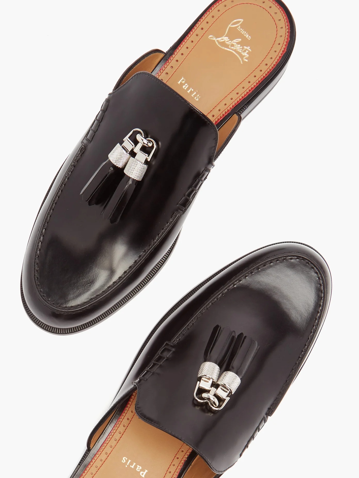 Rivaslide tasselled leather backless loafers - 6