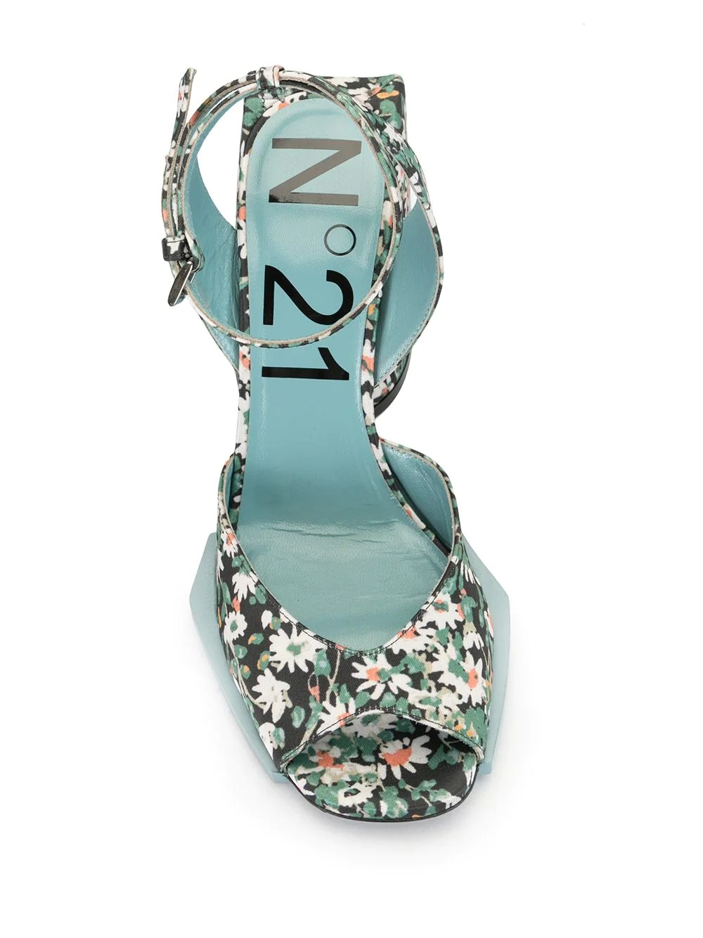 daisy-print block-heel sandals - 4