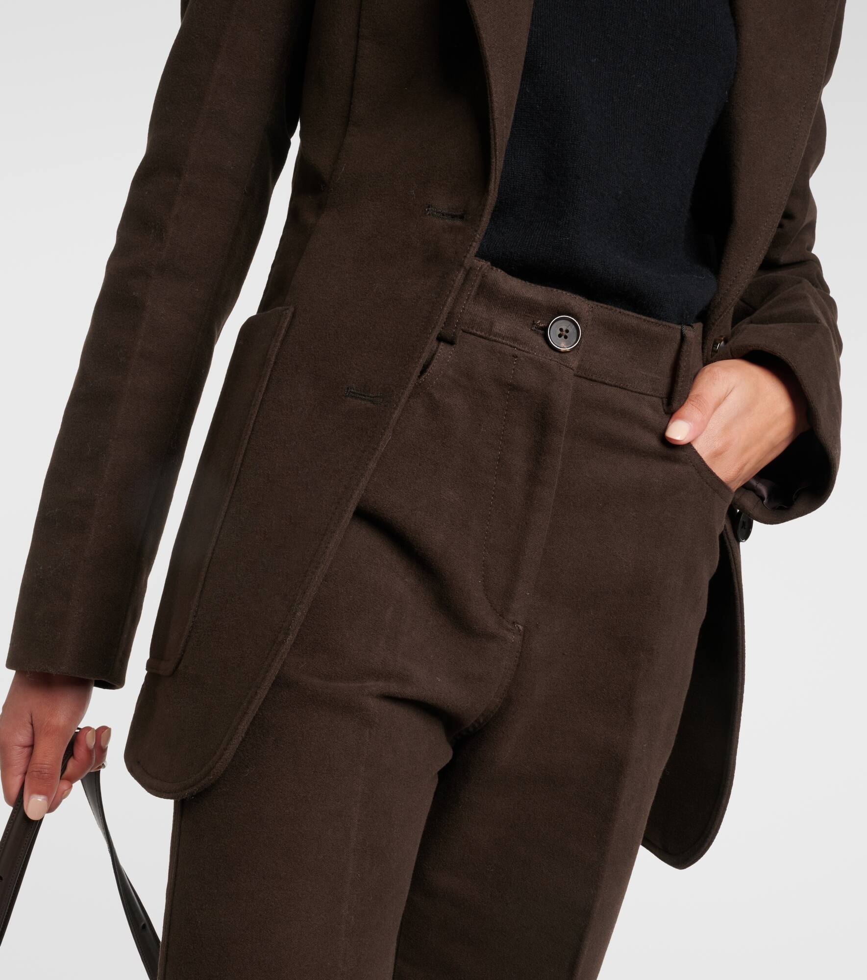 High-rise velour straight pants - 4