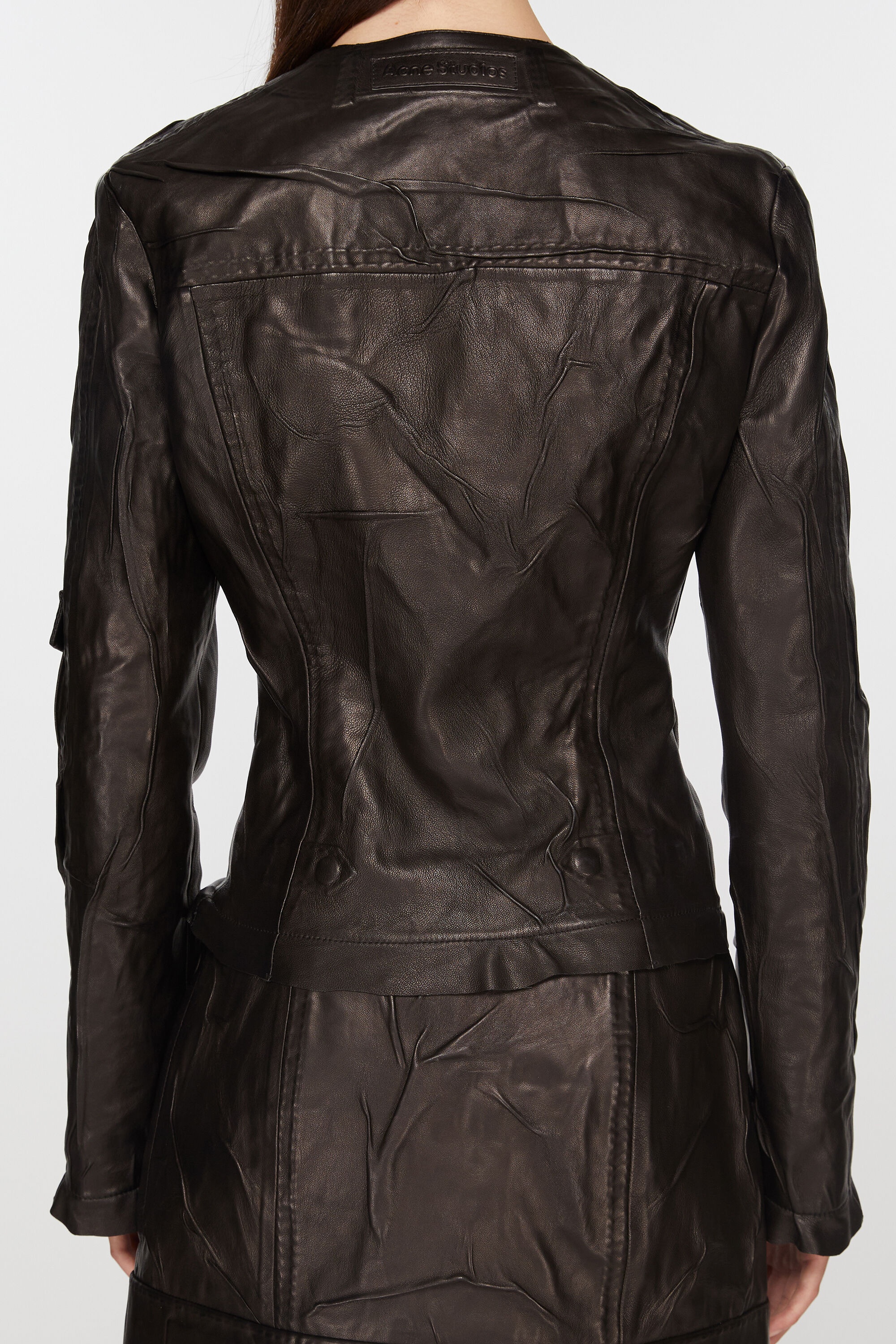 Creased leather jacket - Black - 5