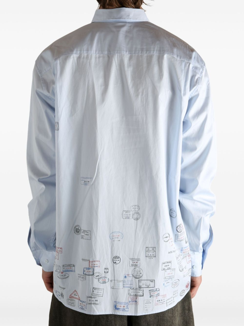 stamp-print cotton shirt - 4