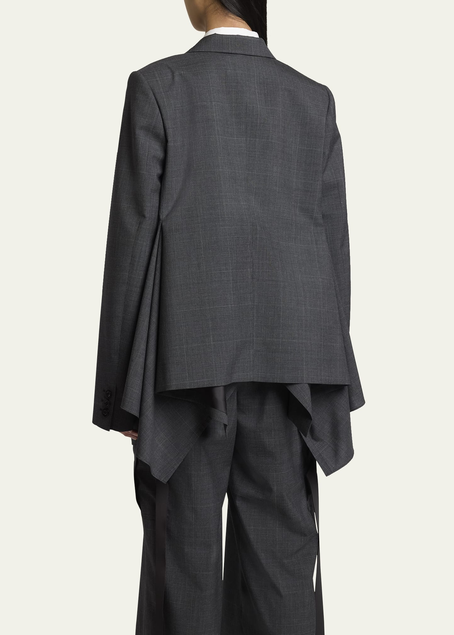 Glen Check Ruffle Double-Breasted Jacket - 3