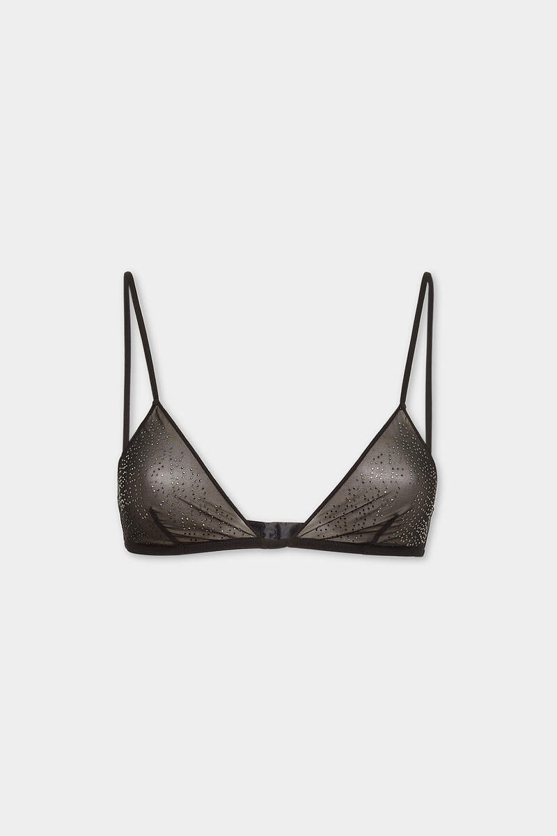 DSQUARED2 LOGO TULLE TRIANGLE BRA - 1