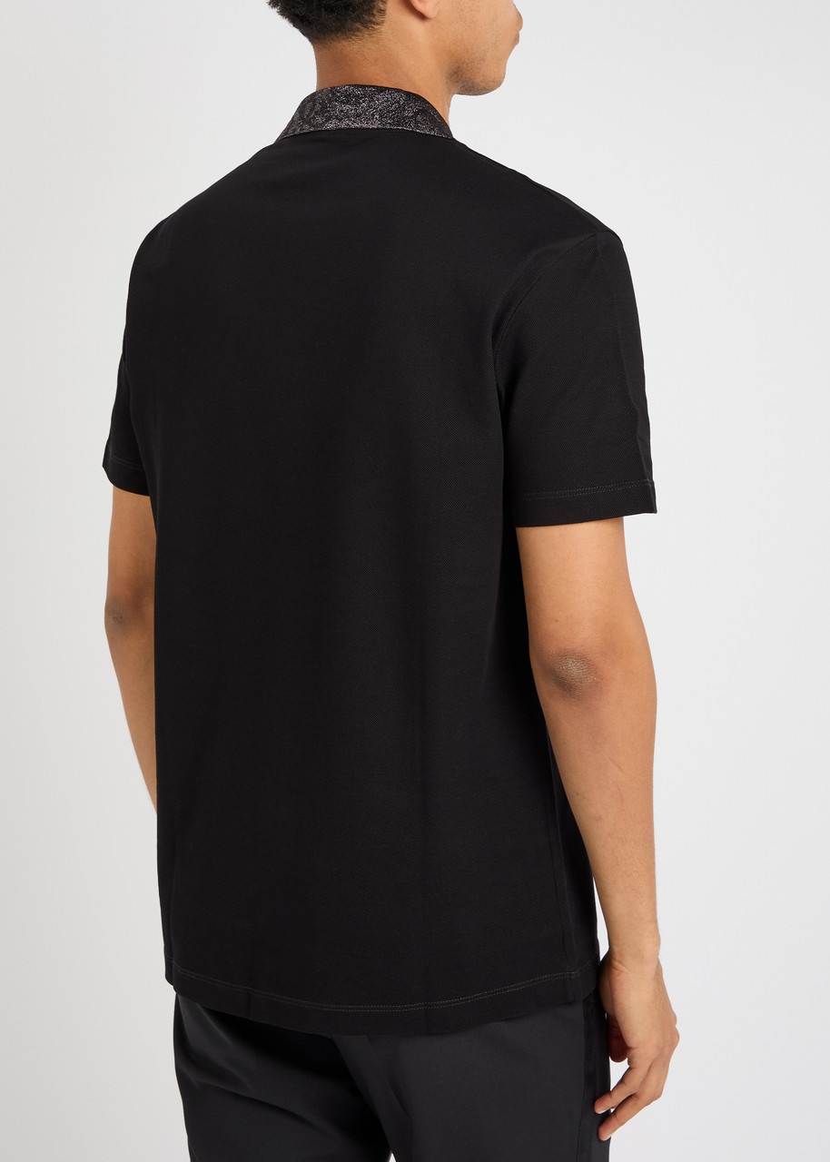 Versace Metallic-weave Cotton Piqué Polo Shirt - 3