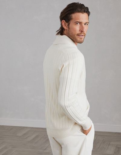 Brunello Cucinelli Cashmere flat rib cardigan outlook