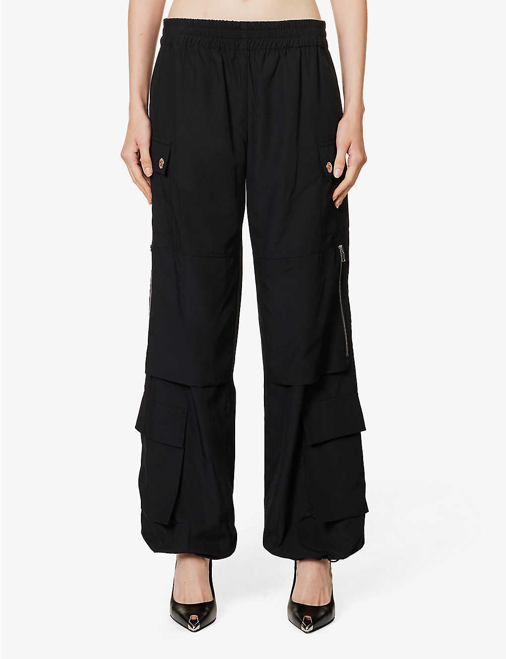 Pocket-embellished straight-leg mid-rise recycled-polyester trousers - 3