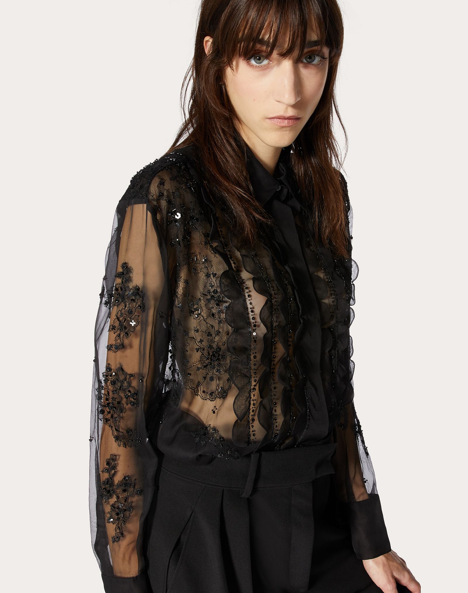 Embroidered Organza Shirt - 5