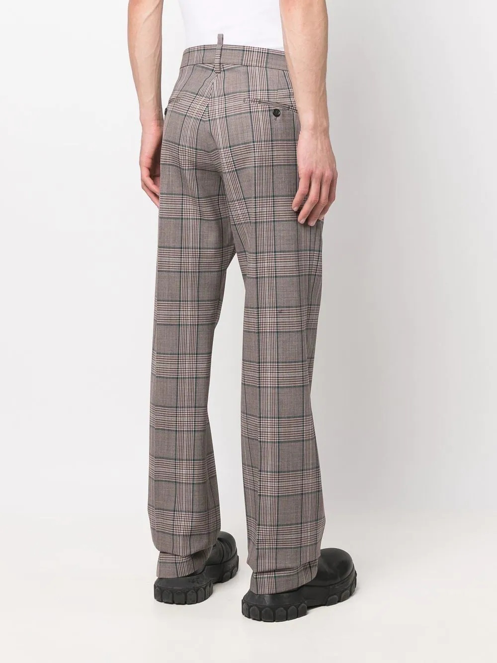 straight-leg checked trousers - 4