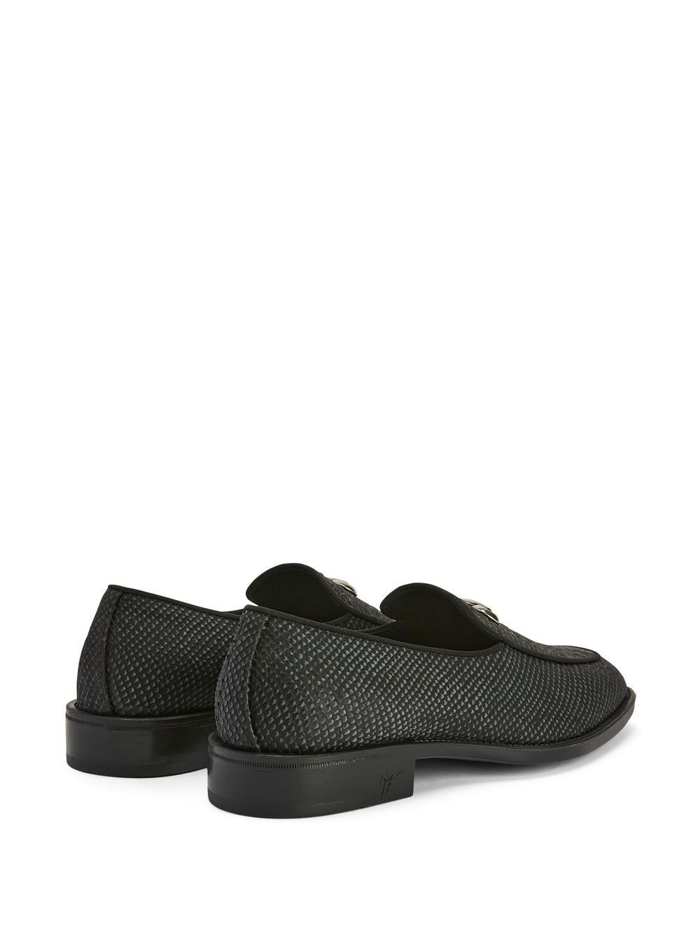 crocodile-effect leather loafers - 3