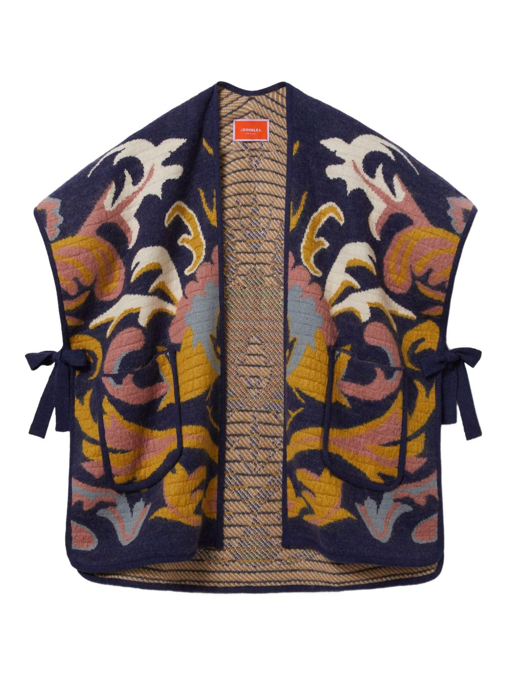 tie-detail printed cape - 5