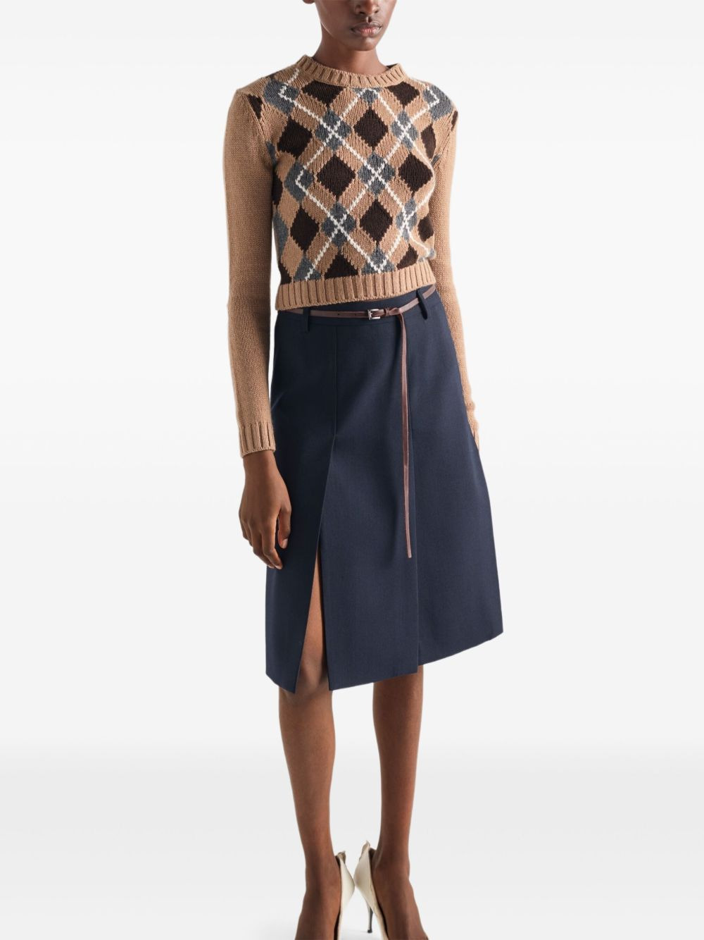 argyle-pattern crew-neck sweater - 3