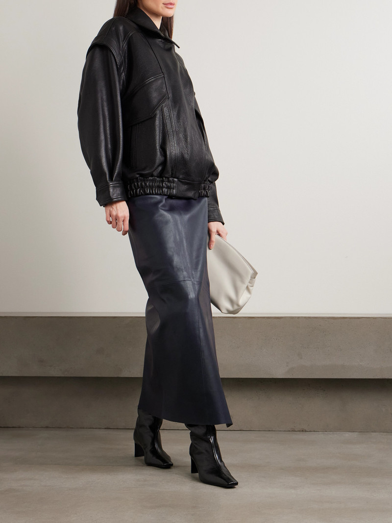 NOUR HAMMOUR Paneled Leather Maxi Wrap Skirt outlook