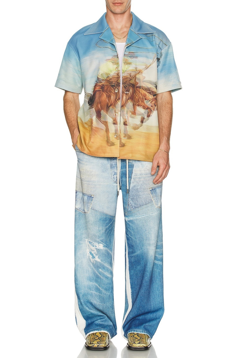 Andersson Bell Unisex Denim Trompe LOeil Mesh Pants outlook