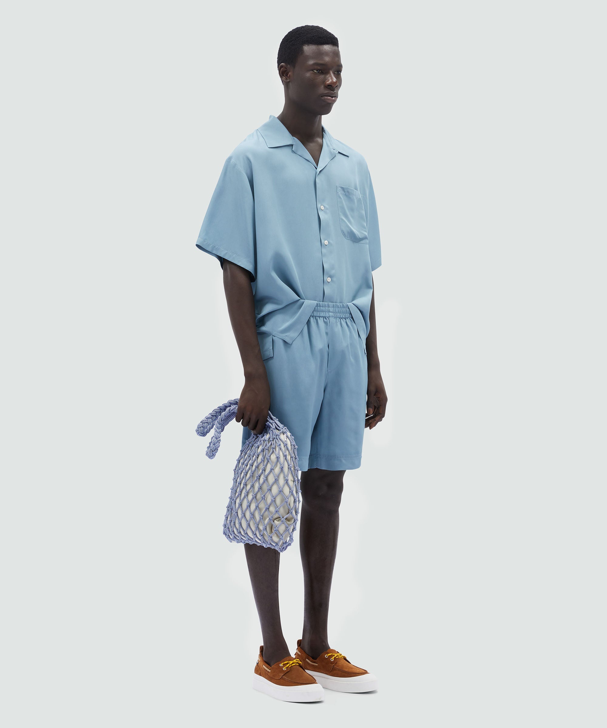 Shirt in powder blue fluid fabric - 4
