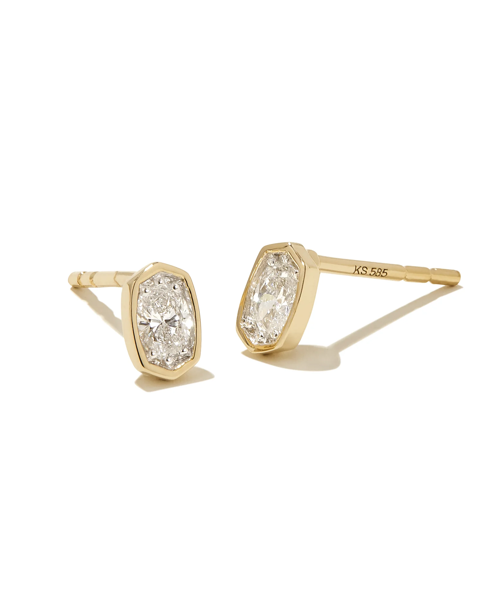 0.22 ct Marisa 14k Yellow Gold Oval Solitaire Stud Earrings in White Diamond - 1